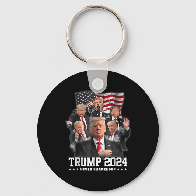 Donald J Trump 2024 Never Surrender 1  Key Ring (Front)