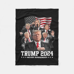 Donald J Trump 2024 Never Surrender Fleece Blanket