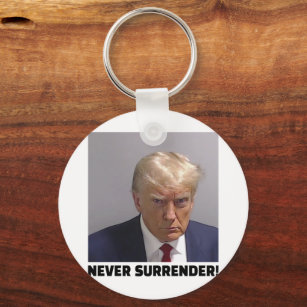 Donald J Trump Mug Shot - Never Surrender Long Sle Key Ring