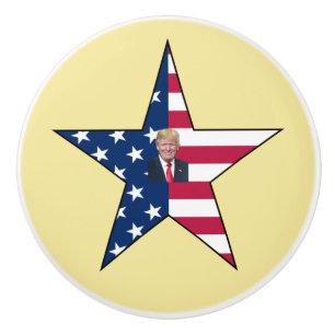 Donald J. Trump~ President~ US Flag~ Star ~ MAGA ~ Ceramic Knob