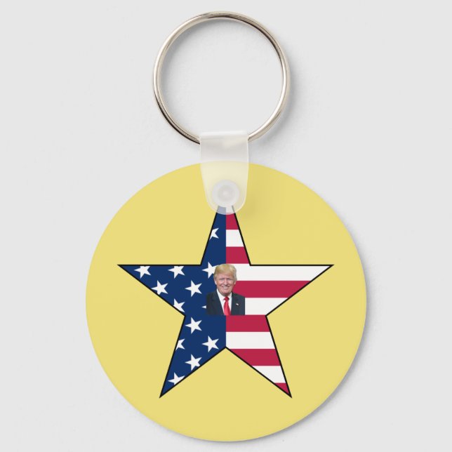 Donald J. Trump~ President~ US Flag~ Star ~ MAGA ~ Key Ring (Front)