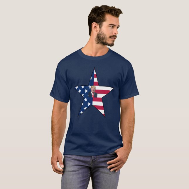 Donald J. Trump~ President~ US Flag~ Star ~ MAGA ~ T-Shirt (Front Full)