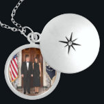 Donald & Melania Trump's Christmas White House Locket Necklace<br><div class="desc">A White House Christmas portrait of President Donald & Melania Trump. Donald J. Trump the 45th President of the United States. Donald John Trump was born in Queens, New York, on June 14, 1946. His father, Fred Trump was a successful real estate developer. Trump was educated at the New York...</div>