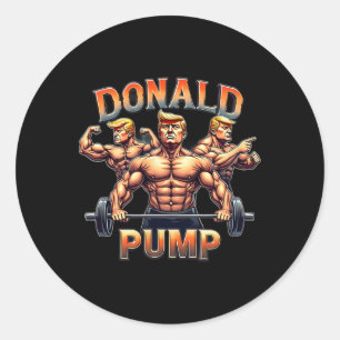 Donald Pump Funny Muscle Gym Meme  Classic Round Sticker