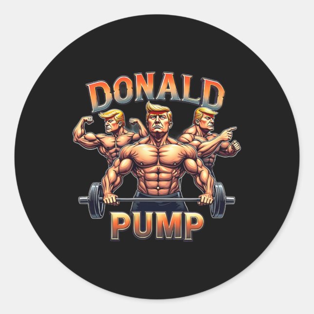 Donald Pump Funny Muscle Gym Meme  Classic Round Sticker (Front)