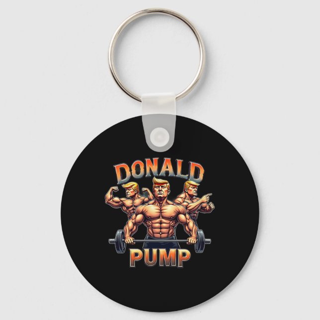 Donald Pump Funny Muscle Gym Meme  Key Ring (Front)