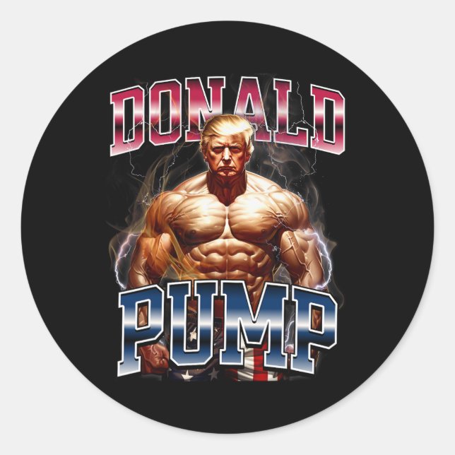 Donald Pump Meme Funny  Classic Round Sticker (Front)