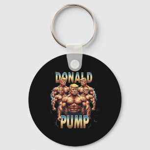 Donald Pump Muscle Retro Gym Meme Key Ring