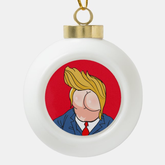 Donald Rump Anti Trump Ceramic Ball Christmas Ornament (Front)