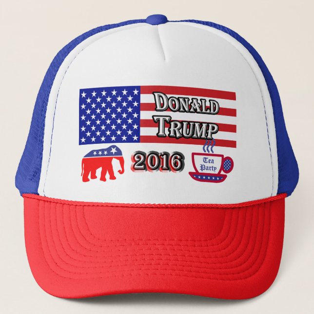 Donald Trump 2016 - Tea Party - Elephant Trucker Hat (Front)
