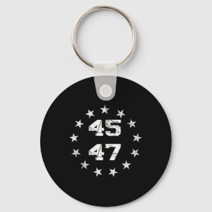 Donald Trump 2024 45 47 American Flag 4th Of July Key Ring