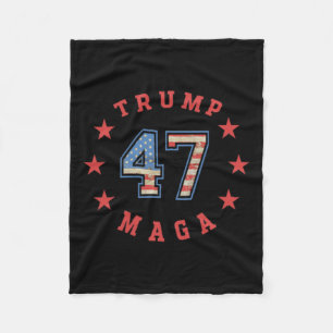 Donald Trump 2024 45 47 Mega Vintage American Flag Fleece Blanket