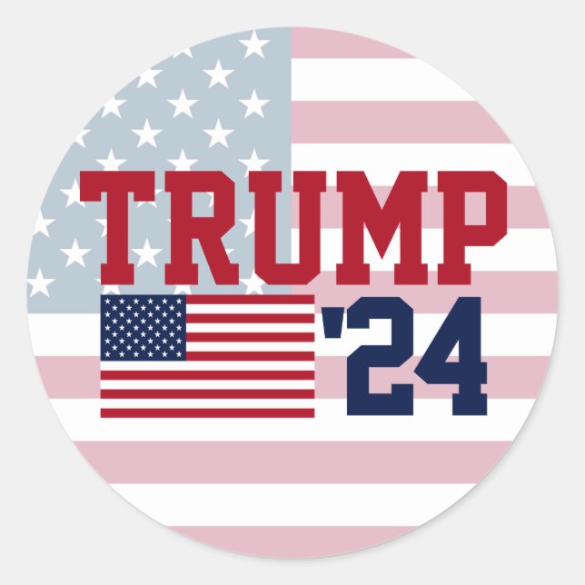 Donald Trump 2024 American Flag Classic Round Sticker (Front)