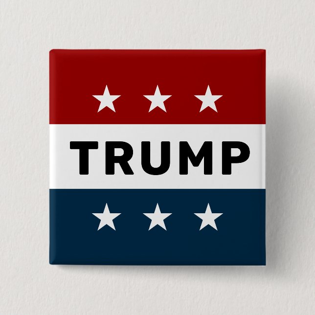 Donald Trump 2024 Classic Star Pinback 15 Cm Square Badge (Front)
