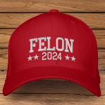 Donald Trump 2024 Convicted Felon  Embroidered Hat<br><div class="desc">Donald Trump 2024, this funny red hat for the Trump supporter dad, husband, friend or anyone makes a bold statement. Felon 2024 with white stars on a classic red hat. Red hat with a message of patriotic pride! Cool popular red hat supporting a Vote for Donald Trump 2024 political Campaign...</div>