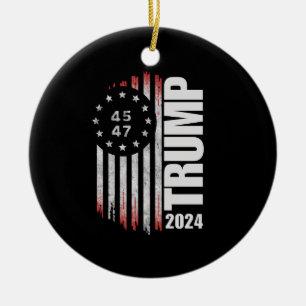 Donald Trump 2024 Election Vote 45 47 American  Ceramic Ornament