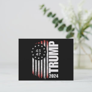 Donald Trump 2024 Election Vote 45 47 American  Postcard