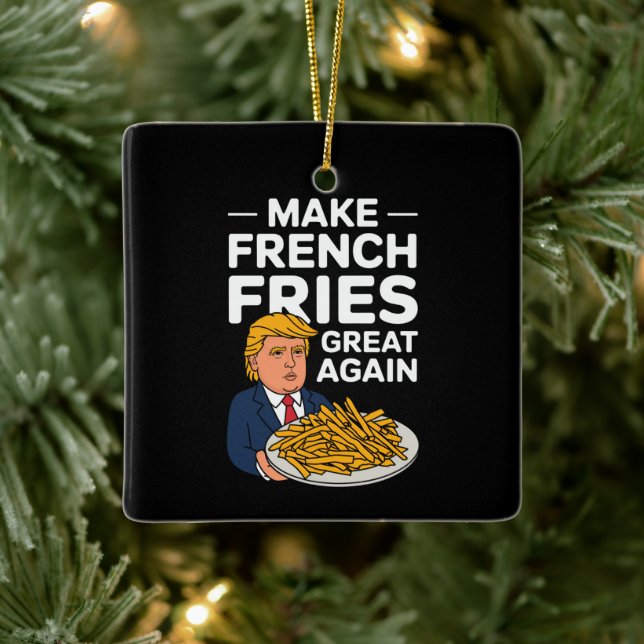 Donald Trump 2024 Make French Fry Great Again Ceramic Ornament (Tree)