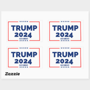 Donald Trump 2024 Never Surrender Rectangular Sticker