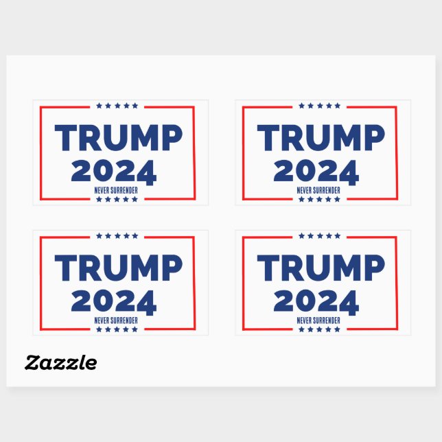 Donald Trump 2024 Never Surrender Rectangular Sticker (Sheet)