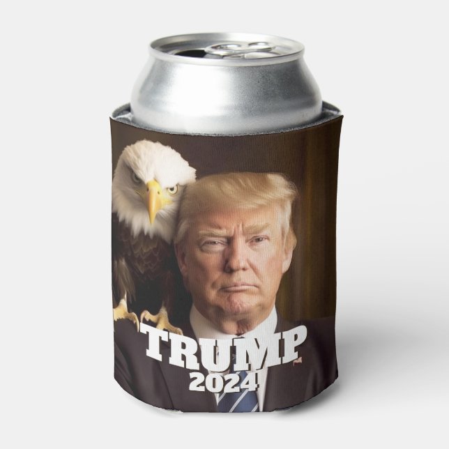 Donald Trump 2024 Photo - bald eagle on shoulder Can Cooler (Can Front)