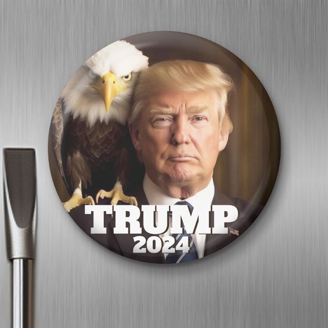 Donald Trump 2024 Photo - bald eagle on shoulder Magnet (Custom Magnet)