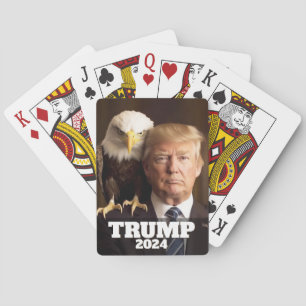 Donald Trump 2024 Photo - bald eagle on shoulder Playing Cards