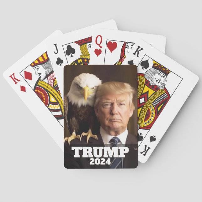 Donald Trump 2024 Photo - bald eagle on shoulder Playing Cards (Back)