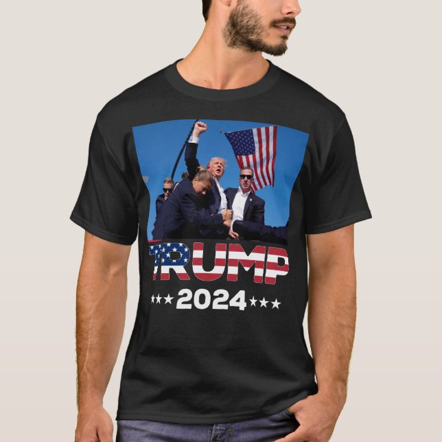 Donald Trump 2024 Survived Shot At Election Rally T-Shirt (Front)