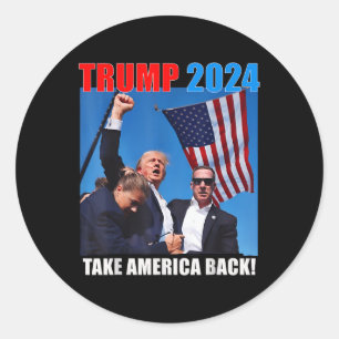 Donald Trump 2024 Take America Back American Flag Classic Round Sticker