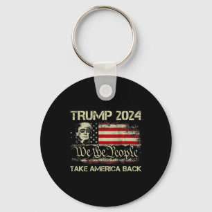 Donald Trump 2024 Take America Back American Flag Key Ring