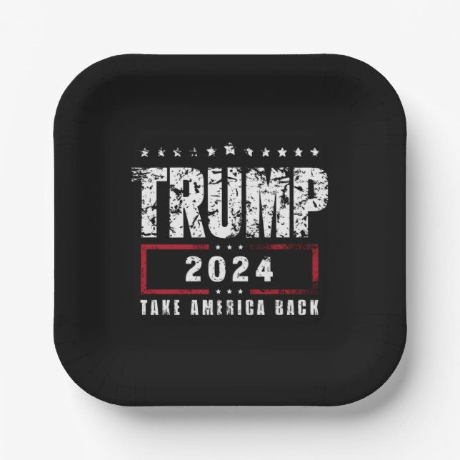 Donald Trump 2024 Take America Back Election  Paper Plate (Front)