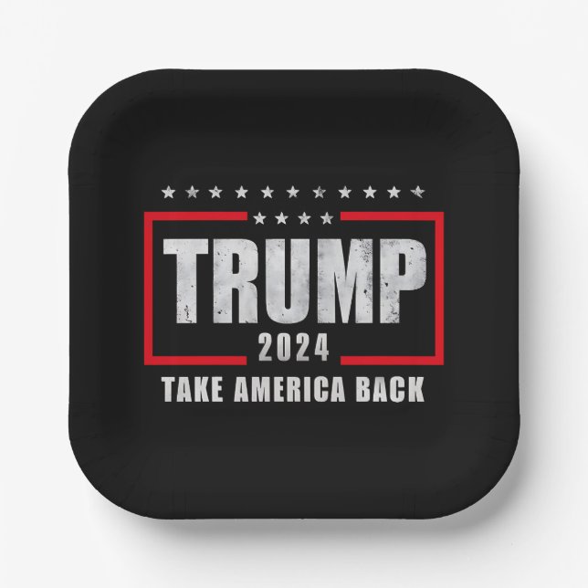 Donald Trump 2024 Take America Back Election Paper Plate (Front)