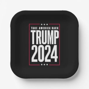 Donald Trump 2024 Take America Back Election Paper Plate