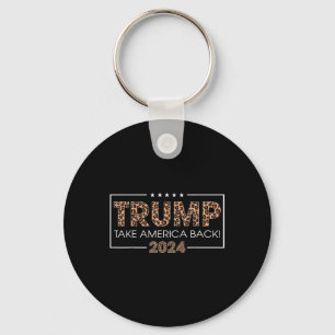Donald Trump 2024 Take America Back Leopard Print Key Ring