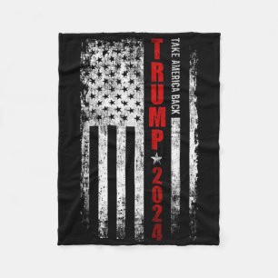 Donald Trump 2024 Take America Byck American Flag Fleece Blanket
