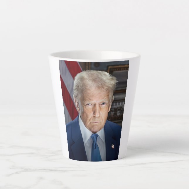 Donald Trump 2025 American President Portrait Latte Mug (Front)