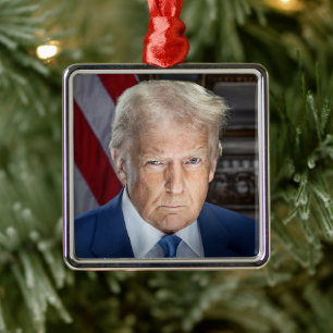 Donald Trump 2025 American President Portrait Metal Ornament