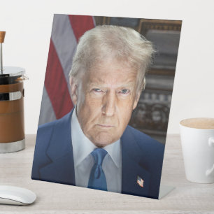 Donald Trump 2025 American President Portrait Pedestal Sign
