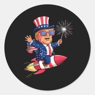 Donald Trump 2025 Happy 4th Of July Trump American Classic Round Sticker