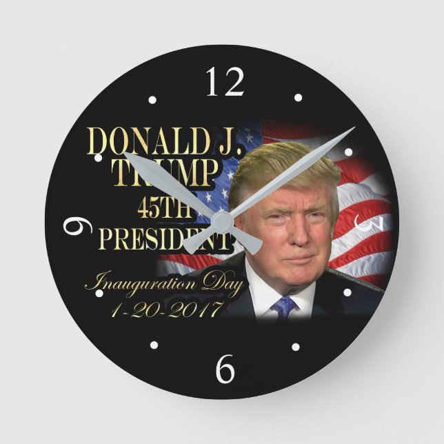 Donald Trump 45th President Inauguration Keepsake Round Clock (Front)