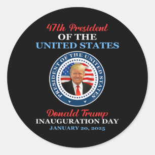 Donald Trump 47th President 2025 Inauguration Usa Classic Round Sticker