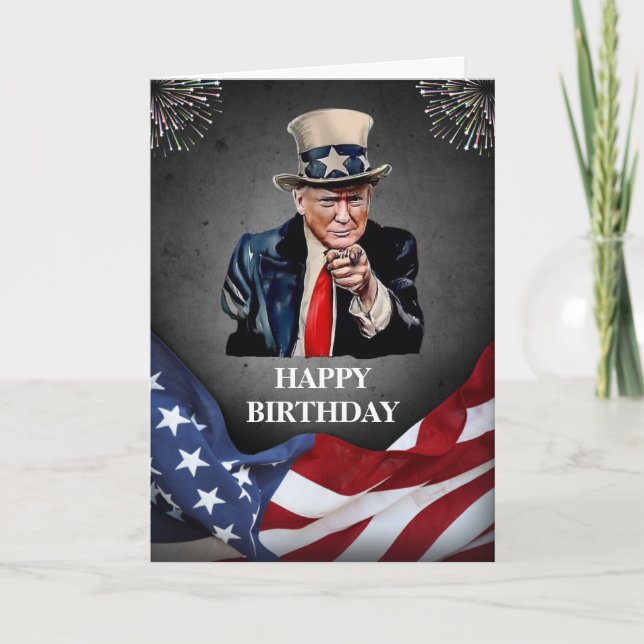 DONALD TRUMP AMERICAN FLAG BIRTHDAY CARD (Front)