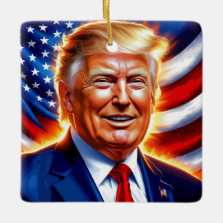 Donald Trump American Flag Christmas Ornament