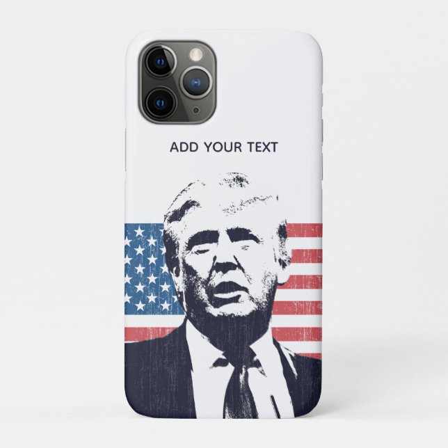 Donald Trump American Flag Custom Text | Blue Case-Mate iPhone Case (Back)
