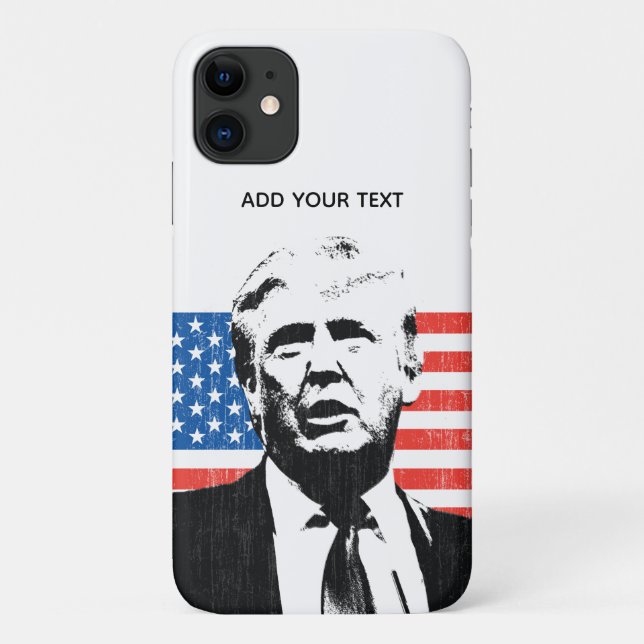 Donald Trump American Flag Custom Text Case-Mate iPhone Case (Back)