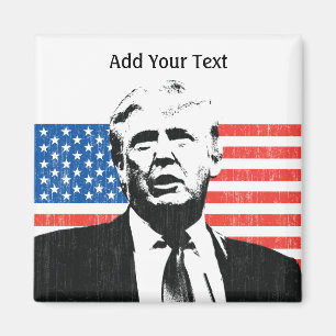 Donald Trump American Flag Custom Text Magnet