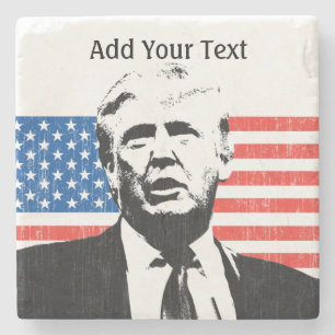 Donald Trump American Flag Custom Text Stone Coaster