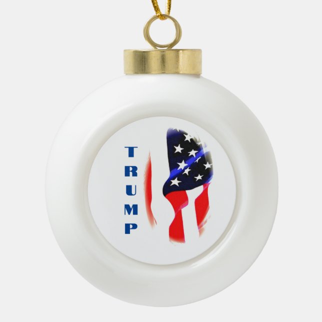 Donald Trump American Flag Pop Art  Ceramic Ball Christmas Ornament (Front)