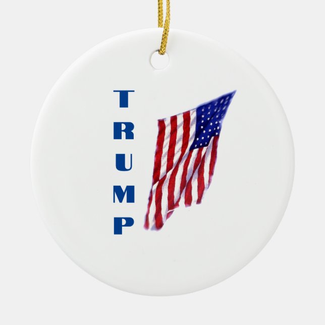 Donald Trump American Flag Pop Art  Ceramic Ornament (Front)